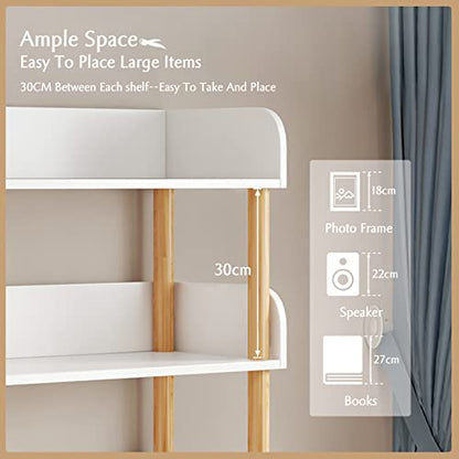 OSCHF 4-Tier Wooden Open Bookcase, Warm White - color: Warm White, size: 4-tier