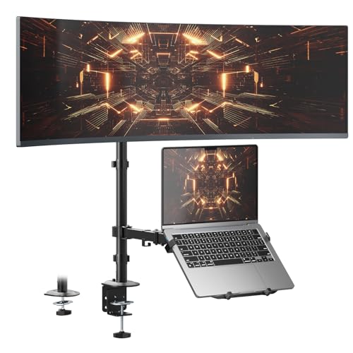 PUTORSEN Monitor and Laptop Mount Stand for Max 49" Screen and 18" Notebook