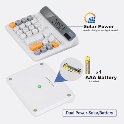 Comix Desk Calculator with 12 Digits Large LCD Display, Solar Battery Dual Power, Large Computer Keys Basic Calculator for Home Office School - color: Gray