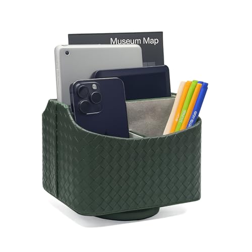 UnionBasic Rotating Desk Organizer, 360 Desk Spinning Caddy, Desktop TV Guide/Mail/Media/Remote Controller Holder Organizer, Woven Green - color: Woven Green