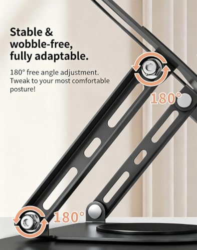 Laptop Stand with Phone Stand | 360° Rotating, Adjustable Height & Tilt Angle, Foldable Dual-Bar Support, Cooling Design, Desk Pad Laptop Riser - color: 2 in 1 Laptop Stand