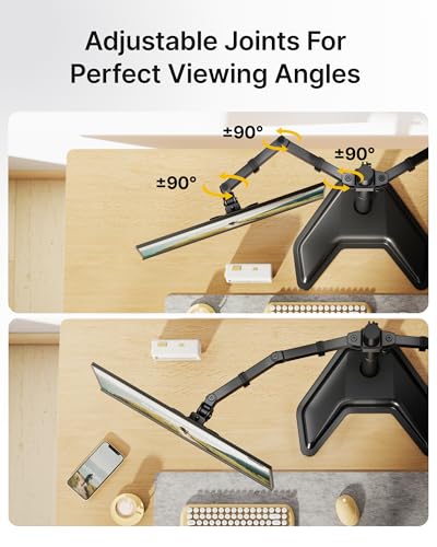 monTEK Freestanding Dual Monitor Stand for 17-32" Screens, 22 lbs Each | Solid V-shaped base, dual-screen full-motion arms, height adjustment, tilt, swivel, rotation and VESA 75/100 - size: Dual Monitor