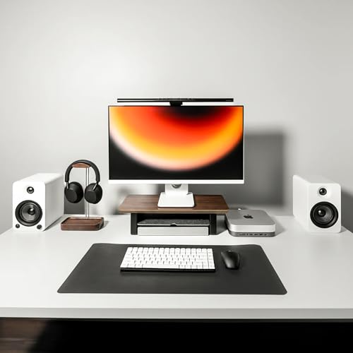 Raico Desk Shelf Mini Monitor Stand, Compact Walnut Wood Organiser, Small Desk Setup, Ergonomic Home Office Accessory (Walnut | 18.8 Inches) - color: Walnut, size: Small | 18.8 Inches