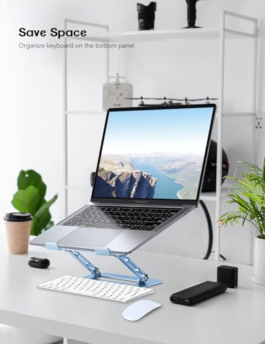 Aoviho Adjustable Laptop Stand for Desk,Portable Laptop Stand Holder and Riser,Foldable Aluminum Notebook Computer Stands for MacBook Air Pro HP Lenovo Dell Samsung Chromebook, 10-15.6 inch, Sky Blue - color: Sky Blue