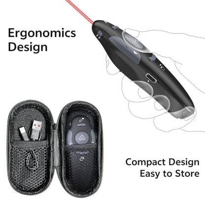 Wireless PowerPoint Presentation Clicker with Protective Storage Case - style: Red Laser