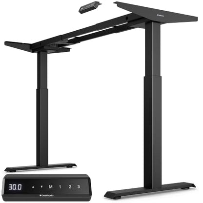 Desktronic Height Adjustable Standing Desk Frame — Ergonomic Sit Stand Desk Frame, Electric Dual Motor, USB & USB-C Charging, Wobble-Free, Touchscreen, 3 Memory Presets, Anti-Collision - color: Black