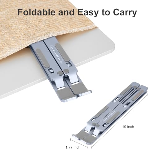 Ergonomic and Foldable Laptop Stand for Desk, Adjustable Riser, Fits All Laptops and Notebooks up to 17,Ultra-Thin,Ventilated Cooling,ABS+Silicone,Midnight. - color: Midnight