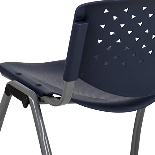 Hercules Series 5 Pack 880 lb. Capacity Navy Plastic Stack Chair with Titanium Gray Powder Coated Frame - color: Navy