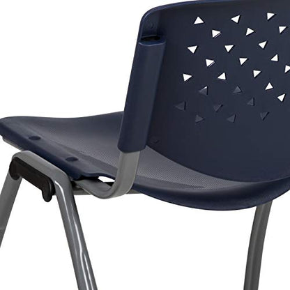 Hercules Series 5 Pack 880 lb. Capacity Navy Plastic Stack Chair with Titanium Gray Powder Coated Frame - color: Navy