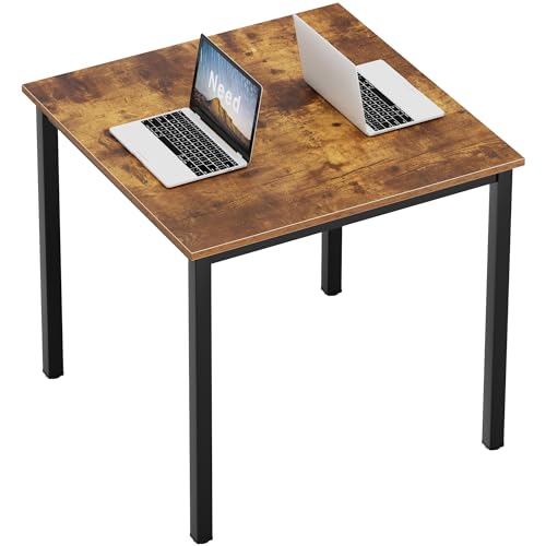 Need Small Square Dining Table- 31-1/2'' Sturdy and Heavy Duty Writing Desk for Small Spaces and Writing Table Desk Breakroom Table, Rustic Brown - color: Rustic Brown & Black Frame, size: 31.5x31.5 inch