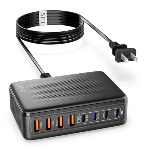 USB C Charger Block, 200W GaN 8 Port USBC Charging Station USB Hub Block Cube with PD3.0 Type C & USB A Wall Charger Power Adapter for Multiple Devices Apple iPhone 17/16/15,MacBook Pro/Air,iPad-Black - color: Black-A
