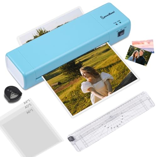 Multi-Size Laminator A4-A10 Universal Lamination Machine 90s Fast Warmup 300mm/min High Speed Laminating Hot Cold Dual System for Document Photo Home Business Office Use (Blue) - color: Blue