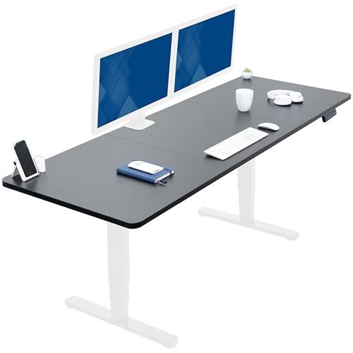 VIVO Black 83 x 30 in Standing Desk, DESK-KIT-2W8B | Electric, Dual Motor, Holds 220 lbs, Sit Stand, Height Adjustable, Extra Deep Table Top, Memory, 2B Series, White Frame - color: Black Top / White Frame, size: 83 x 30