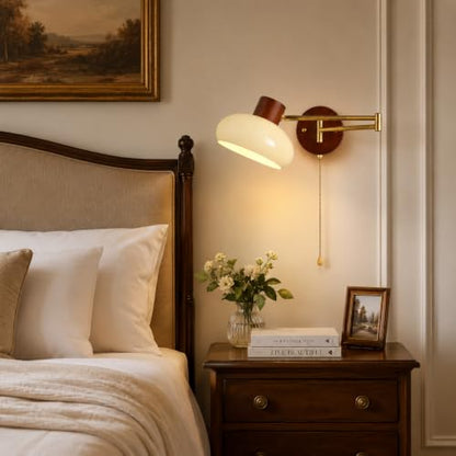 KCO Lighting Mid Century Brass Gold Swing Arm Wall Sconce Light Pull Chain - color: 20cm Yellow