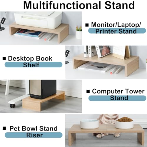 TEAMIX 2-Pack Monitor Stand Riser 20 inch, Wood Desk Computer Shelf, Maple - color: Maple, size: 2 Pack-20 inch