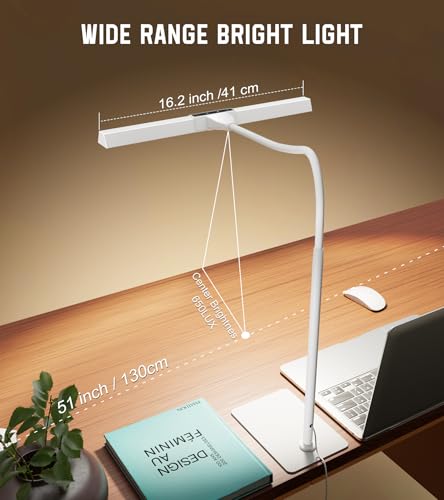 LED Desk Lamp for Home Office with Base, Eye-Caring Desk Light 12W, White - color: White