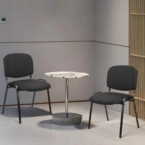 CLATINA Set of 5 Pack Stackable Waiting Room Chairs Fabric Black Reception Chair Metal with Thickened Seat Back Cushion for Waiting Conference Room Guest Stool (5 Pack) - color: Black, size: 5 Pack