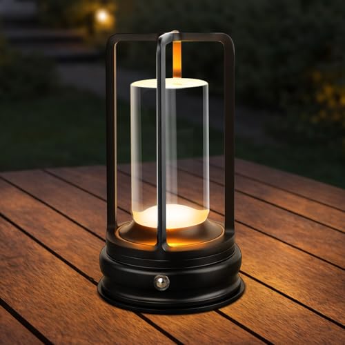 Cordless Table Lamp - 1 Pack Rechargeable 2000mAh Battery Operated LED Lamp with 3-Color Stepless Dimming, Touch Control, for Dining Room, Bedroom, Bar, Restaurant, Patio & Camping, Black - color: Black