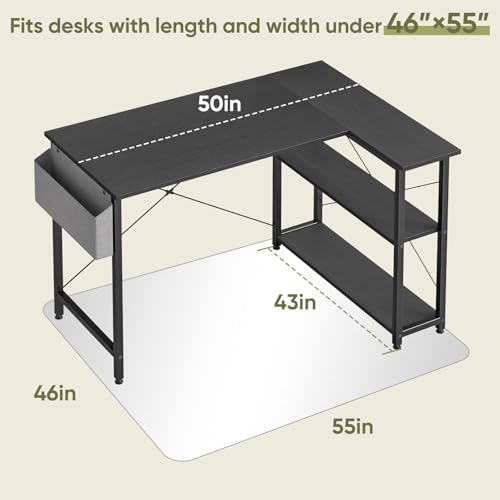 46" x 55" Glass Chair Mat for Carpet, 0.2" Thick Office Chair Mat | Heavy-Duty Tempered Glass With Crystal Clear Surface, Polished Rounded Edges Resists Scratches And Cracks For Smooth Rolling - size: 46" x 55"