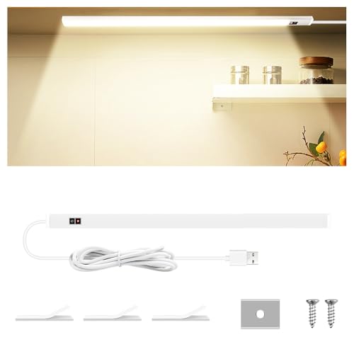 5V USB Powered LED Under Counter Lights Dimmable Hand Sensing 3000K Warm White Light Strip Lamp Portable Home Lighting for Wardrobe Kitchen Desk Showcase Storage Room - color: Warm White, size: 11.81 Inch/30CM