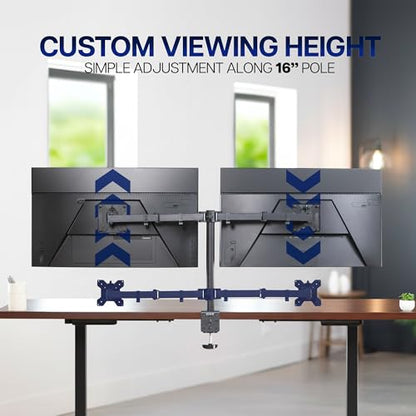 VIVO Dual Monitor Desk Mount, Heavy Duty Fully Adjustable Stand, Fits 2 LCD LED Screens up to 32 inches and 22 lbs Each, Black, STAND-V032 - color: Black, size: 13" - 32"