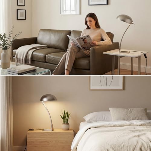 18.4" Metal Desk Lamp Modern Industrial Table Lamp, Adjustable Neck Architect Lights (3000K) with On/Off Switch, Bedside Reading Lamps for Office Bedroom Study Room Side Table (Nickel) - color: Brushed Nickel
