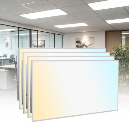 4 Pack 2x4 LED Flat Panel Light, Drop Ceiling Fixture, 9630LM, Selectable 30W-72W and 3000K-6500K, Dimmable 0-10V, for Office, School, Store, Garage, Basement, Library, Studio, Gym (4Pack) - size: 4Pack