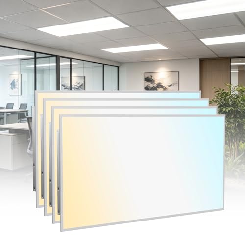 4 Pack 2x4 LED Flat Panel Light, Drop Ceiling Fixture, 9630LM, Selectable 30W-72W and 3000K-6500K, Dimmable 0-10V, for Office, School, Store, Garage, Basement, Library, Studio, Gym (4Pack) - size: 4Pack