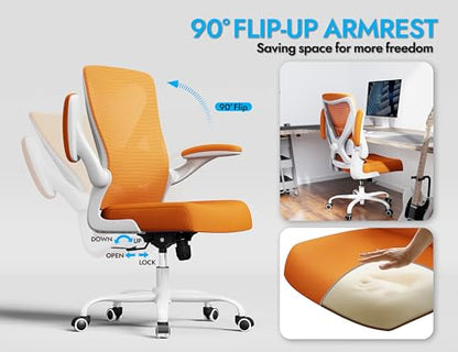 Ergalithic Office Chair: Mesh Ergonomic Desk Chair with 3D Lumbar & Swivel - color: Orange, size: Pack of 1