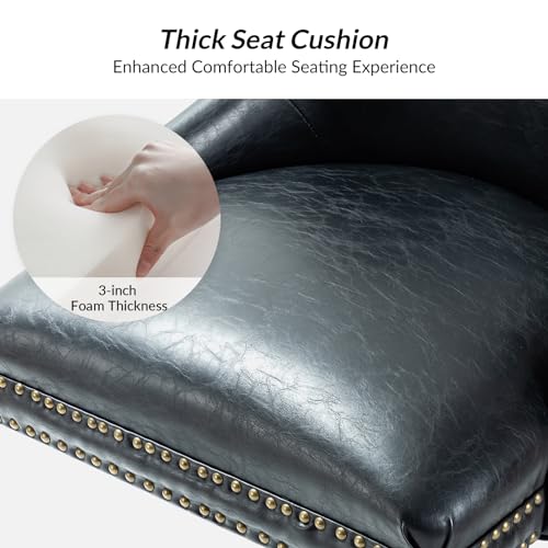 HULALA Home Leather Office Chair with Nailhead, Armless Desk Chair, Black - color: Black