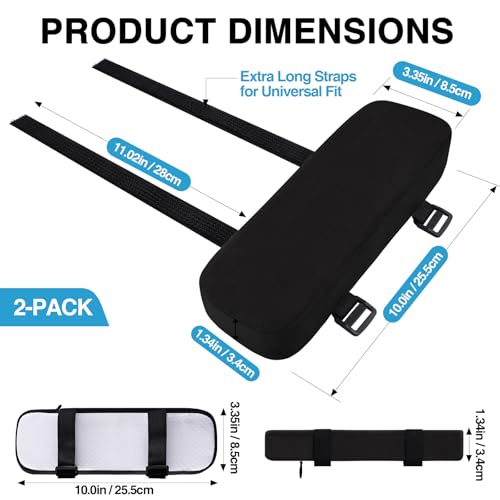 Smiry Ergonomic Office Chair Armrest Pads Black, Set of 2 Stretch Jacquard Office Computer Chair Seat Covers Black, Seat + Backrest Cover