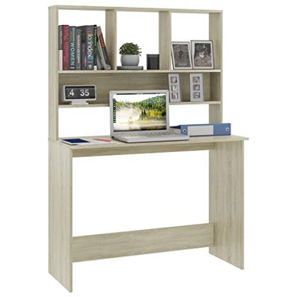 Desk with Shelves Sonoma Oak 43.3"x17.7"x61.8" Engineered Wood Office Desk with Storage for Small Spaces - color: Sonoma Oak