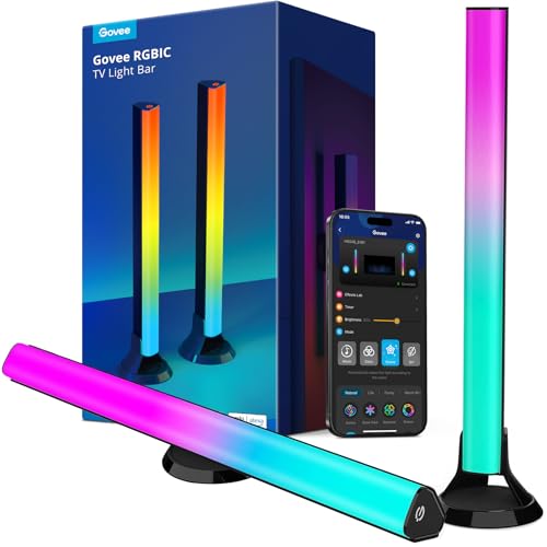 Govee RGBIC Light Bars, 15 Inches WiFi TV Lights for 45-70 inch TVs, Black | Smart Light Bars with Multiple Placement Options, Work with Alexa and Google Assistant - color: Black
