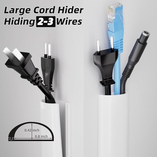118" TV Cord Hider for Wall Mounted TV, Self-Adhesive Cable Raceway | Flexible White Cord Cover for 2-3 Cables, Side Buckle Wire Concealer for Extension Cords, Babyproof Cable Management - color: White-2-3 Cables, size: 118 INCH