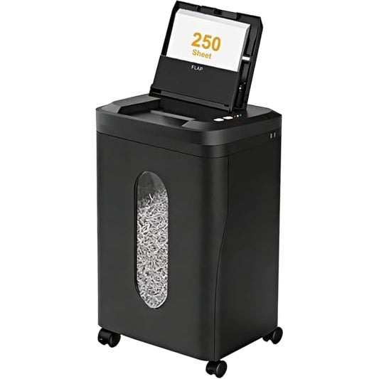 250-Sheet Auto-Feed Heavy Duty Paper Shredder, P-5 Micro Cut Security, 60Min Non-Stop Commercial Grade, 8.72 Gallon Bin, <60dB Quiet with Auto Anti-Jam, for Office & Home