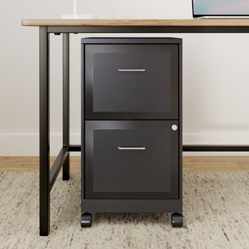 Staples 2-Drawer Vertical File Cabinet, Letter Size, Lockable, Black - color: Black, style: 1 Pack