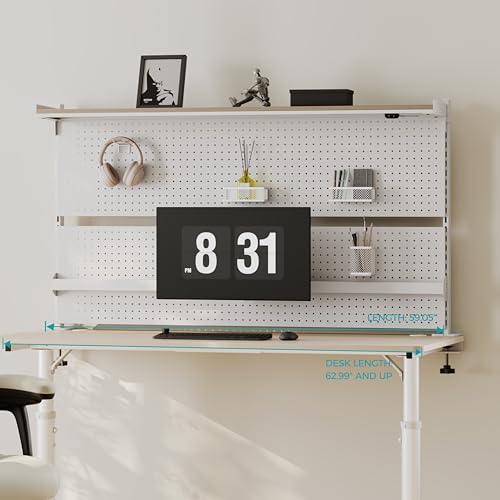 EUREKA ERGONOMIC Desk Pegboard Dual Monitor Stand 59x34 White - color: White, size: 59 inch
