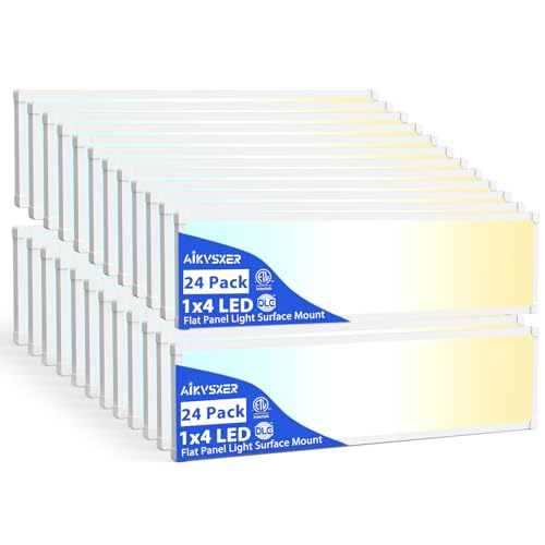 AIKVSXER 24Pack 1x4 LED Flat Panel Light, 6500LM Ultra-Bright, 30-50W White - color: White, size: 1x4ft-24P