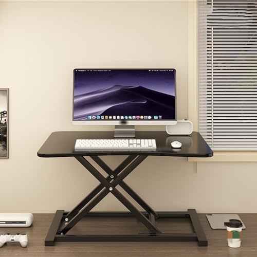 Ergonomic Standing Desk Converter-Height Adjustable Sit-Stand Riser with Keyboard Tray,Home Office Workstation for Laptop & Computer Monitor Riser,Durable Particle Board Design - color: Black, size: 65x40x50cm(26x16x20inch)
