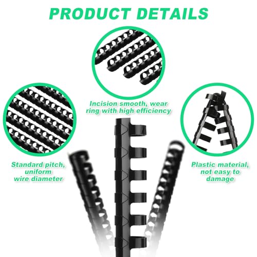 Yunsailing 150 Pack Plastic Binding Combs Plastic Binder Comb Ring 19 Ring Binding Spines Letter Size Spiral coils for Notebook Calendar(5/8 in,Black) - color: Black, size: 5/8 In