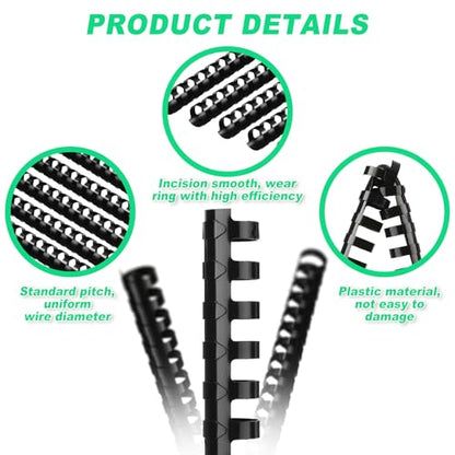 Yunsailing 150 Pack Plastic Binding Combs Plastic Binder Comb Ring 19 Ring Binding Spines Letter Size Spiral coils for Notebook Calendar(5/8 in,Black) - color: Black, size: 5/8 In
