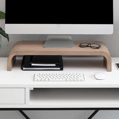 Anji Mountain Monitor Stand for Desk - Desktop Organizer & Laptop Riser, Ergonomic Monitor Riser, Space-Saving, Durable, Easy Assembly & Ideal for Home & Office, Biscotti, Classic - color: Biscotti