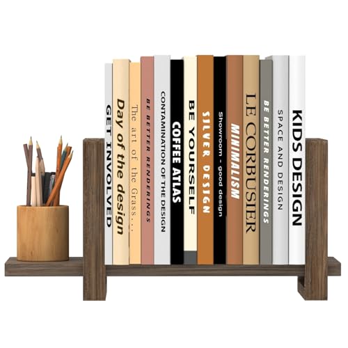 Adjustable Desktop Bookshelf Wooden Desk Book Holder Organizer Tabletop Bookshelf Mini Book Shelf Magazine Files Letters Storage Racks for Home Office Supplies, Great for Small Space, Dark Brown - color: Dark Brown