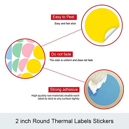 Misofuki 2" 750 Labels Green Circle Direct Thermal Stickers Labels Roll Compatible with Zebra, Rollo, MUNBYN, Self-Adhesive Round Direct Thermal Labels - color: C-1-gr