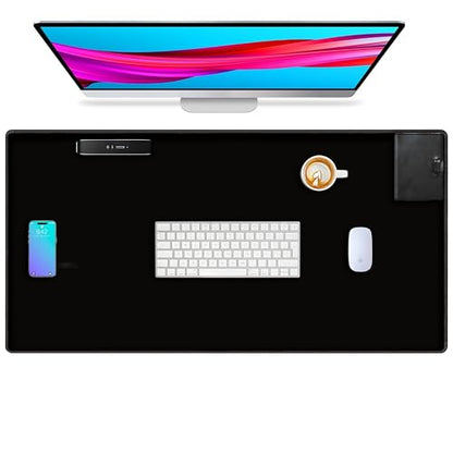 L&B Mercantile American Flag XXL Deskpad, Desk Mat for Computer Keyboard and Mouse – Patriotic USA Gaming Mousepad, Extra Long XL Mouse Pad for Laptop Office Desk. (Black) - color: Black