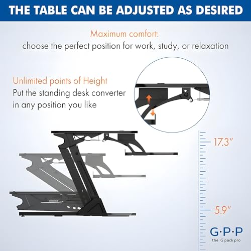 40 Inch Standing Desk Converter, Adjustable Height - size: 40"