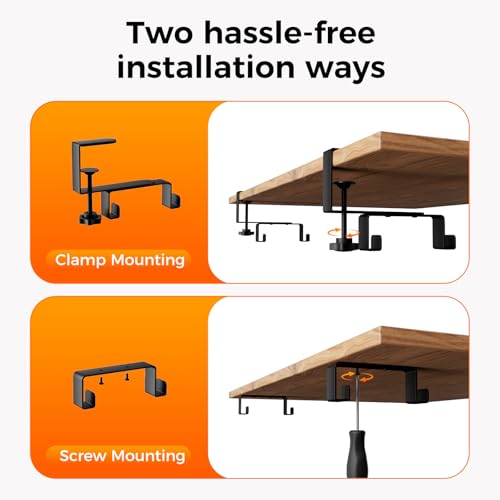 No Drill Thickened Under Desk Cable Management Tray,38.5In,Black - color: Black