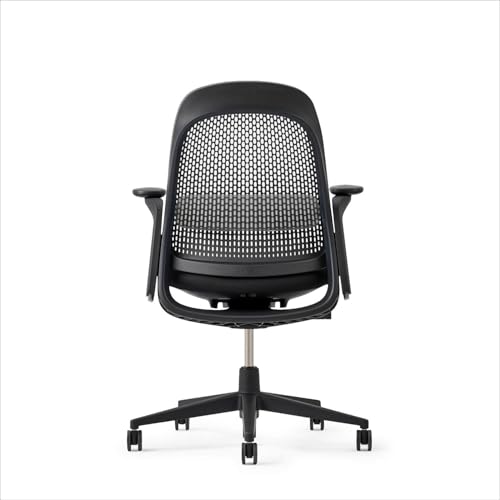 Haworth Breck Ergonomic Office Chair, Home Office Desk Chair, Coal | Computer Desk Chair with Height-Adjustable Lumbar Support, Black Trim, and 4D-Arms - color: Coal, style: Black Trim