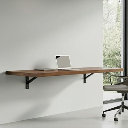 Wall Mounted Desk, Murphy Desk, Wall Mounted Folding Table, 48x16 Brown | Houseables Laundry Folding Table, Fold Down Work Bench, Foldable Station, Floating Bar, Hanging, Dining, Kitchen, Clothes - color: Brown