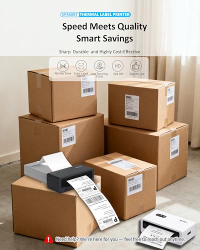 iDPRT Bluetooth Thermal Shipping Label Printer, Wireless 4x6 Shipping Label Printer, Compatible with Android, iPhone, Windows & Mac, Widely Used for, Amazon, Shopify, Etsy, USPS, SP460BT - color: Black